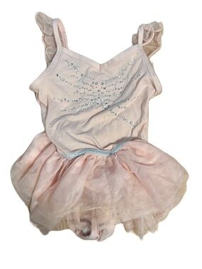 Cat & Jack Light Pink Tulle Dance Dress Rhinestone Bodice Sz 6 Tutu Ballet